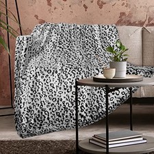Warm Blanket Throw Soft Fleece Twin Size60" x 80" (150 x 200 cm) Black Leopard