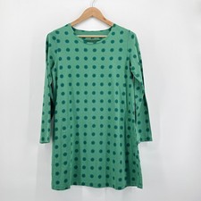 Gudrun Sjoden Organic Cotton Modal Polka Dot Dress Lagenlook Green Medium