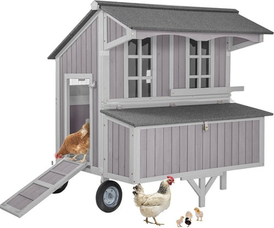 #ad Large Chicken Coop with Wheels Mobile Chicken House Outdoor Hen Cage $399.99