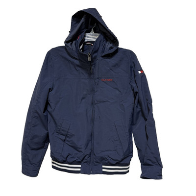 Tommy Hilfiger Jacket Mens Small Lightweight Hooded Regatta Bomber Jacket