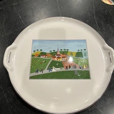 Villeroy & Boch Design Naïf Wedding Cake Plate Platter Porcelain 12" Handles