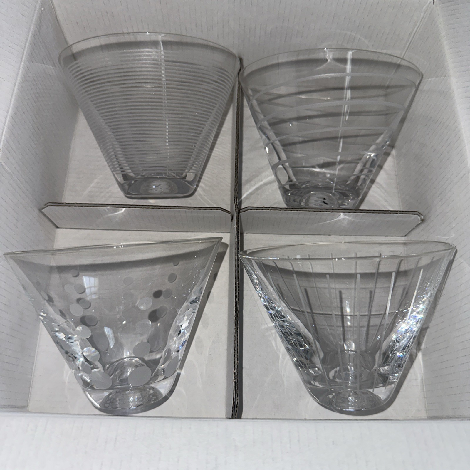 Mikasa Cheers Stemless Martini Glasses Set of 4 With Box