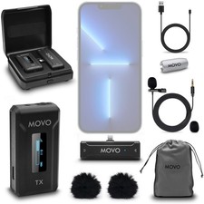 Movo WMX-2-LWireless Microphone Omnidirectional Mic, 328ft Range7hr Battery Life