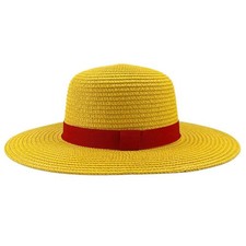 Brdwn Luffy Unisex Flat Straw Hat Neck String Cosplay Japanese child Props Hat