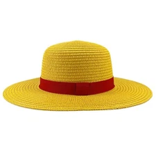 Brdwn Luffy Unisex Flat Straw Hat Neck String Cosplay Japanese child Props Hat
