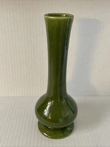Vintage 1977 Haeger Avocado Green Glossy 10" Bud Vase Teleflora USA