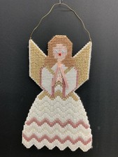 VTG Plastic Canvis Needlepoint Winged Angel 1...