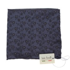 Italo Ferretti NWT Single Face Pocket Square in Navy w/ 24 KT Gold Wool/Silk
