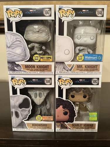 Funko Pop Marvel Moon Knight 1047 Mr. 1048 Khonshu 1049 Scarlet Scarab 1093 Glow