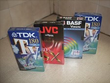 TDK TV180 x 2, BASF E180, JVC E-180SX VHS tapes new & sealed- Free Postage