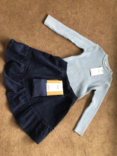Girls M & S corduroy Skirt & Tights Set 5-6 yrs & Blue jumper 6-7 yrs BRANDNEW - Picture 4 of 5