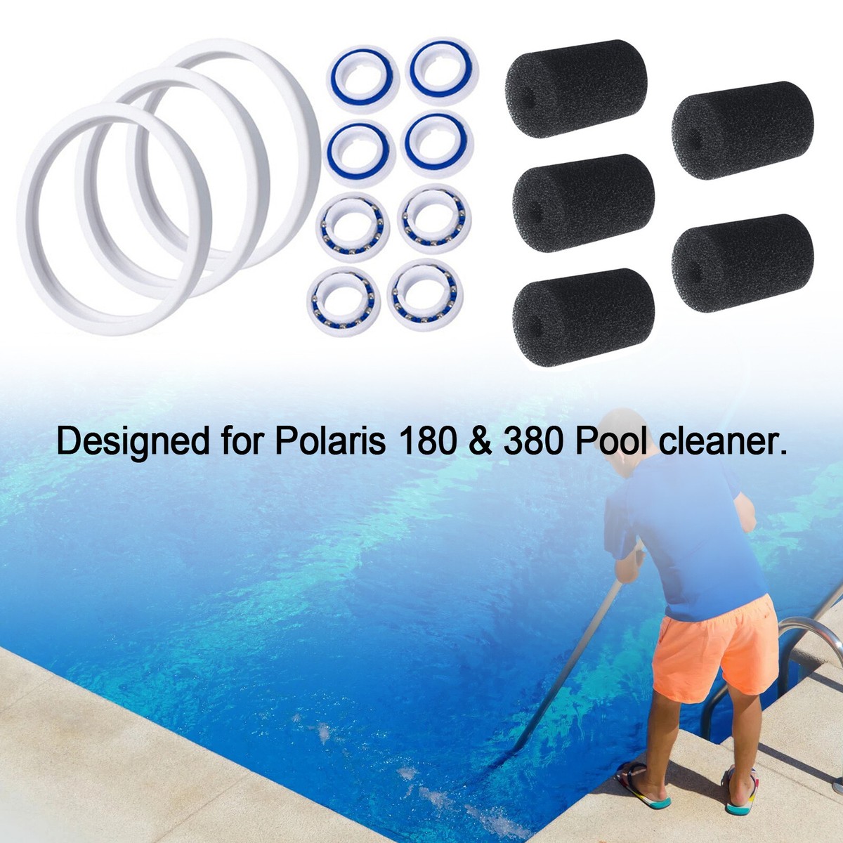 3 Stück Pool Reiniger Reifen Für Polaris 180, 280, 360, 380 – Ersatzreifen Für Poolsauger (weiß, Ø 18 Cm)