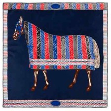 Manual Hand Rolled Twill Silk Scarf Women Horse Print Square Scarves