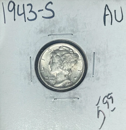 1943-S MERCURY SILVER DIME -AU~NICE COIN~