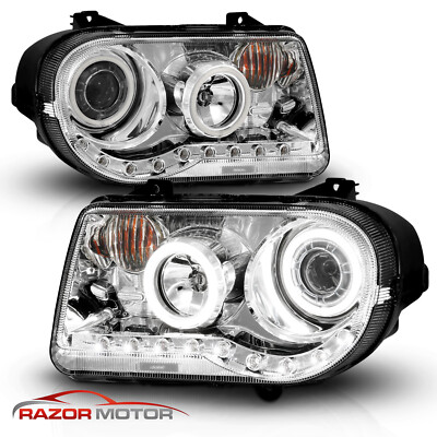 Dual LED Halo] 05-10 For Chrysler 300C Chrome Replacement