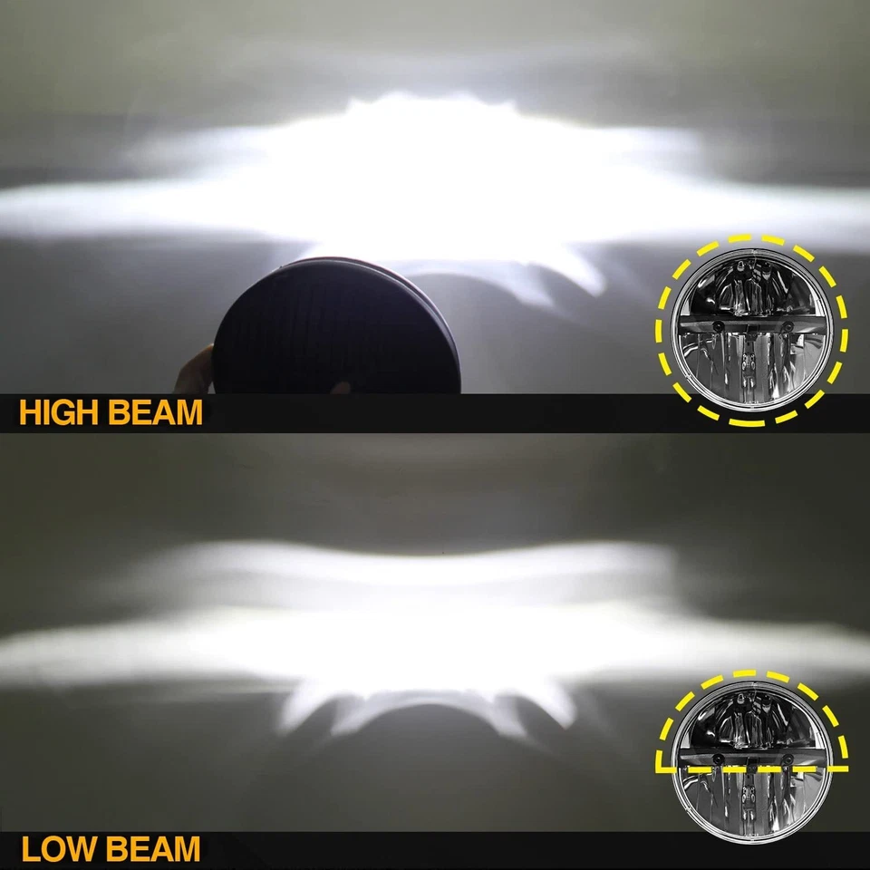 Fit Chevrolet Chevy El Camino 1971-1975 7" Inch Round LED Headlights Hi-Lo Beam - Image 4 of 4