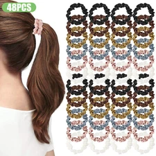 48pcs Satin Hair Scrunchies Elastic Hair Bands Multicolor Ponytail Holders