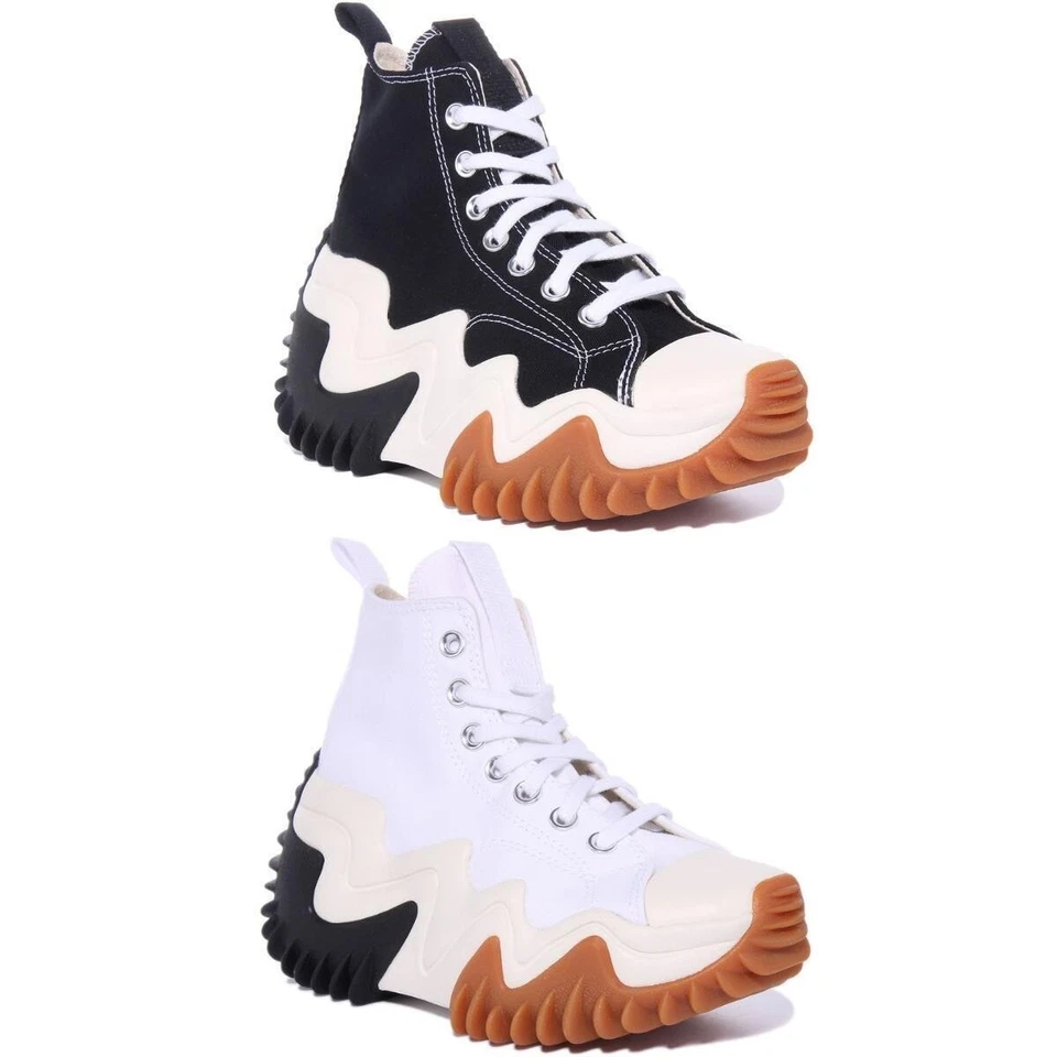 Converse Run Star Motion Plateforme Baskets Hautes Unisex Noir Blanc Taille 2-10 - Photo 1/1