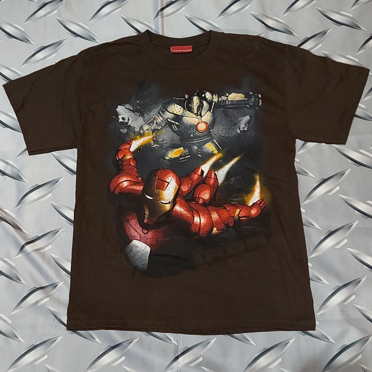 2008 IRON MAN アイアンマン第1作 映画オフィシャルTシャツ Men's Marvel 2008 Iron Man Movie Promo Mega Print AOP T Shirt Tee