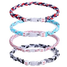 4 Pieces Baseball Necklaces Three Braided Rope Tornado Necklaces Sports Titan...