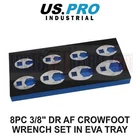 US PRO INDUSTRIAL 8pc 3/8" Drive AF Crow Foot Wrench Set EVA Tray 7523