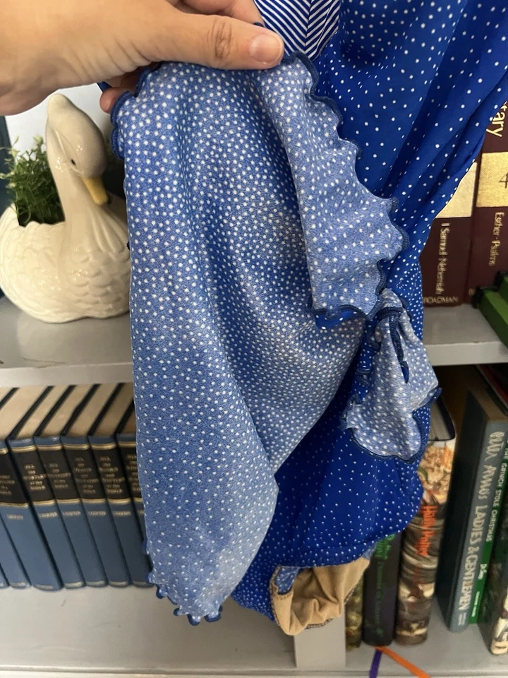 Traje de baño para mujer Sirena azul y blanco a lunares vintage de una pieza talla 10 XS/S Foto 4 de 4