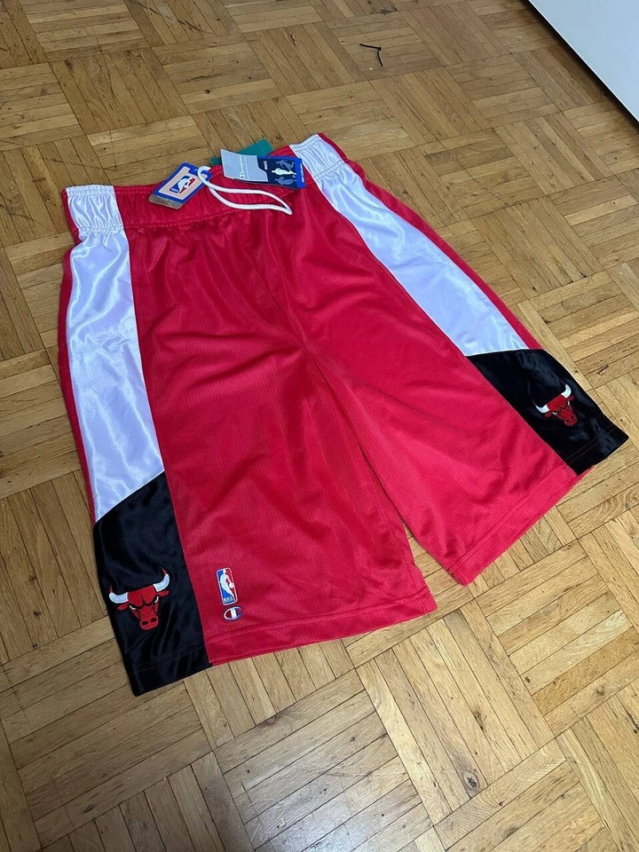 Pantalones Cortos de Baloncesto Champion Chicago Bulls Retro SwingMan Blanco Rojo Talla L Nuevos con Etiquetas Foto 2 de 4