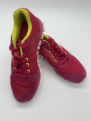 REEBOK WOMENS REALFLEX TRANSITION RUNNING SNEAKER- Size 8- PINK AND YELLOW
