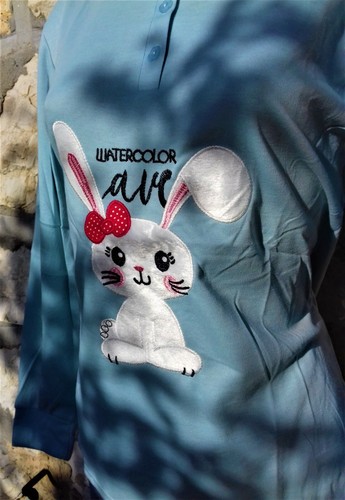 PYJAMA FEMME COTON MOLLETONNE. " LAPIN " F 1178. 3 COLORIS. - Picture 9 of 12