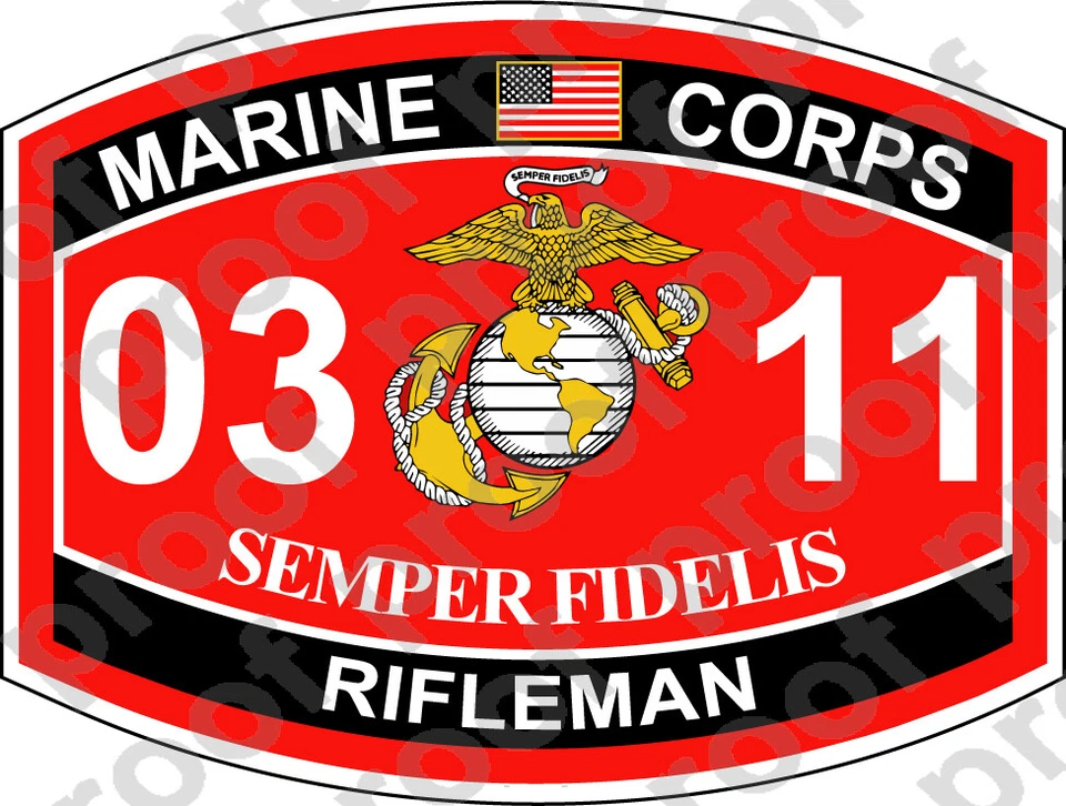 STICKER USMC MOS 0311 RIFLEMAN N CAMPAIGN RIBBON ooo USMC Lisc No 20187