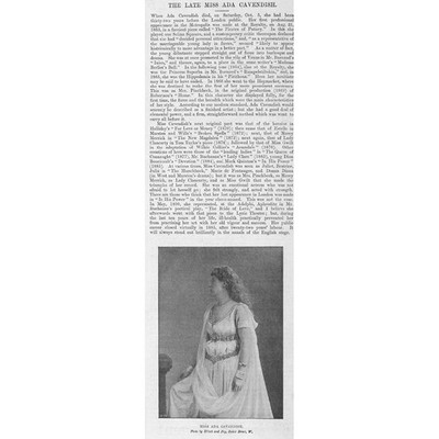 Miss Ada Cavendish viktorianische Schauspielerin - antiker Druck 1895