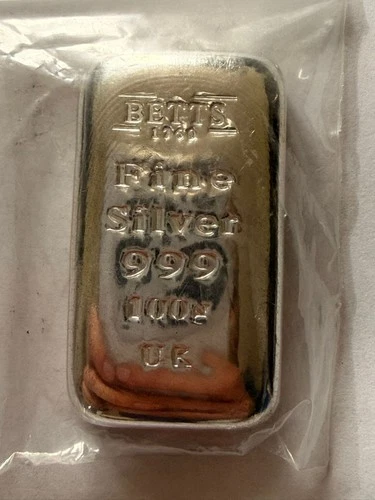 100g Fine Silver 999 Cast Bullion Bar – Betts (UK Refinery)