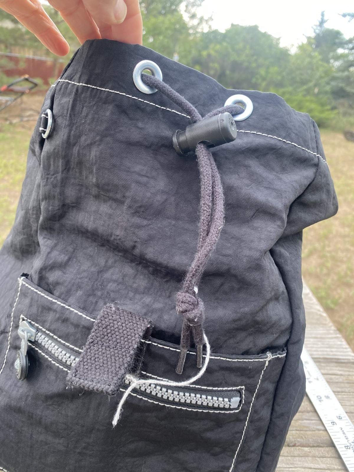 Kipling Keeper Black Crinkle Backpack Bookbag Dra… - image 2