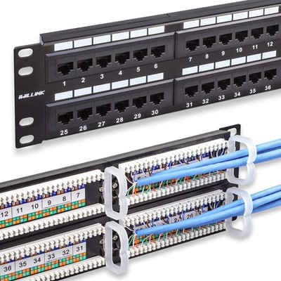 48Port Cat6 Patch Panel 10Gbps RJ45 Keystone Network Rackmount Wall Mount