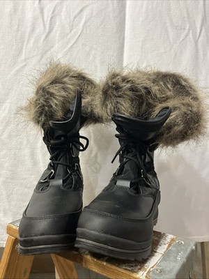 Lugz Tundra Lace Up Faux Fur Women's Waterproof Winter Boots .Black, Size 9