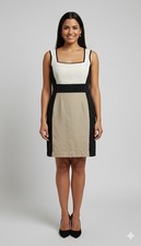 Banana Republic Colorblock Sleeveless Sheath Dress Square Neck Twill, Size 14