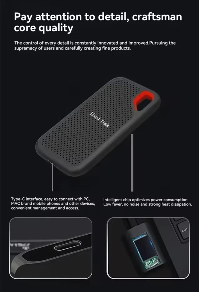 Disque Dur Externe Portable 4To SSD - USB 3.0 TYPE-C - Image 3 of 4