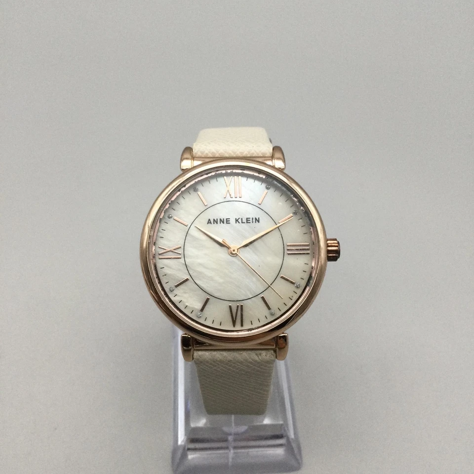 Anne Klein Watch Womens 36mm Rose Gold Tone MOP Dial Leather New Battery - Image 2 of 4