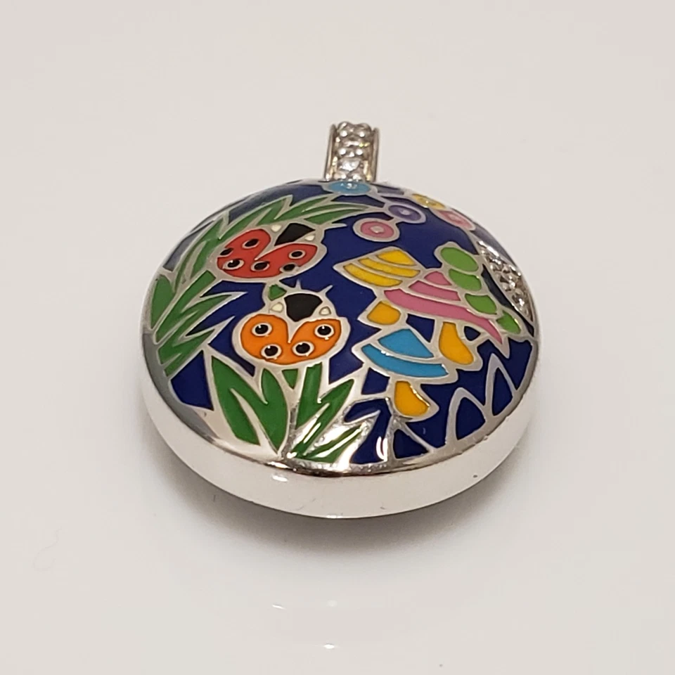 Colgante ovalado Belle Etoile de plata esterlina dama insecto esmalte azul Foto 2 de 4