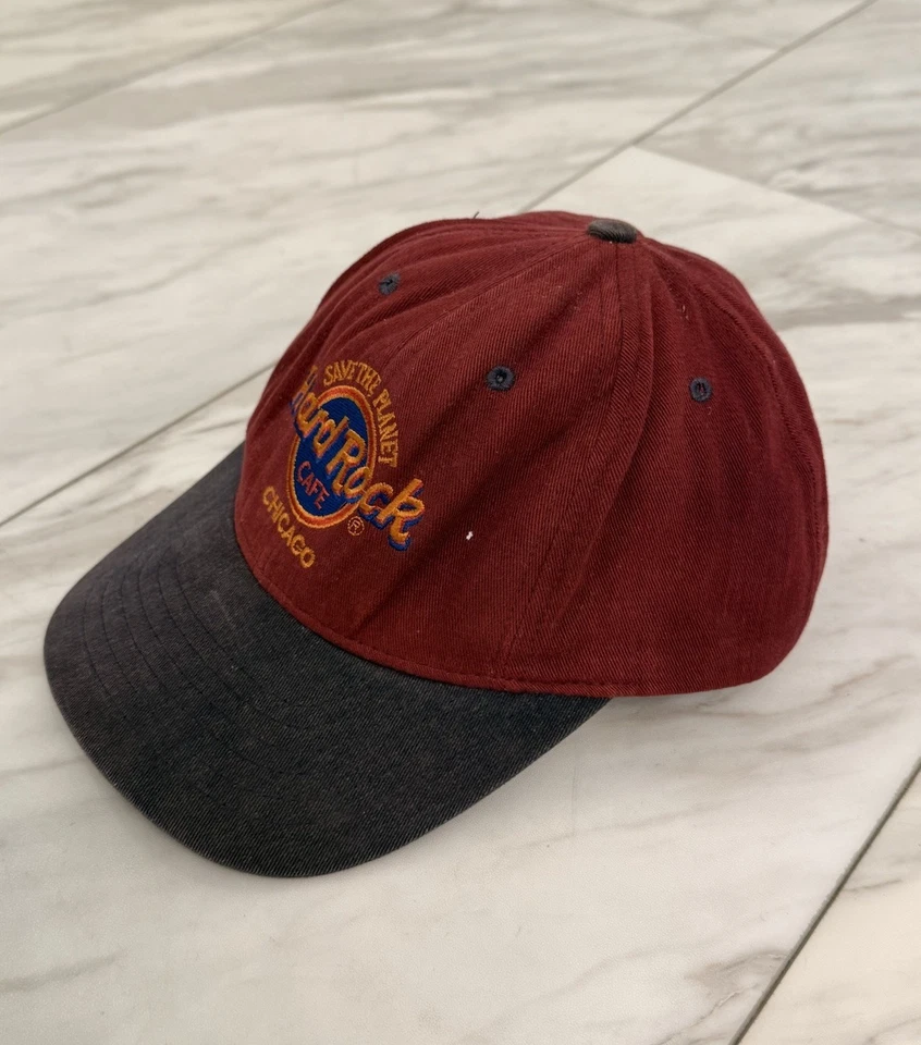 Vintage 90s Hard Rock Cafe Chicago Illinois Baseball Hat Dad Cap Colorblock VTG - Image 4 of 4