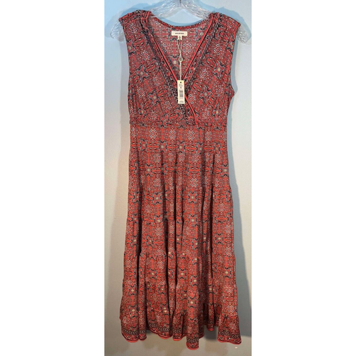 MAX STUDIO Womens Small Midi Tiered Summer Dress Sleeveless Textured NWT