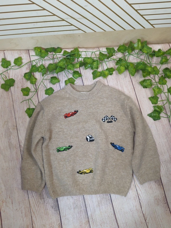 ZARA Niños Coche Bordado Crema Beige Sudadera Crema Pullover Talla 3 Foto 2 de 4