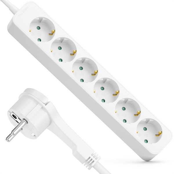 Steckdosenleiste 6-Fach Mehrfachsteckdose 1,4M Kabel Flachstecker Steckerleiste-image