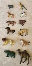 Lot of 12 Vintage Animal Figure Toys Various Scales Styles Hard Plastic Mini VTG