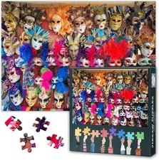 1000 Piece Jigsaw Puzzle for Adults, Colorful Venetian Mask Carnival... 