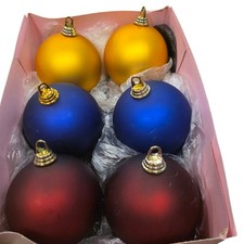 6 pc Jumbo Christmas Ornaments Red, Blue, Gold 5.5" Large Holiday Decor