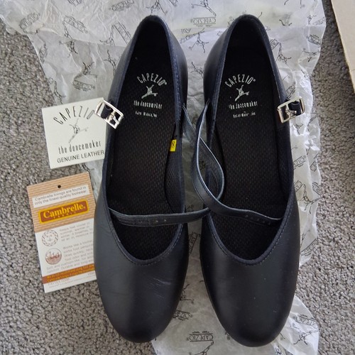 Vintage CAPEZIO TAP DANCE SHOES Black SIZE 8 M 450 Heel EUC with Original Box