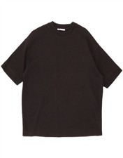 ZARA T-shirt uomo top media cotone nero OQ07