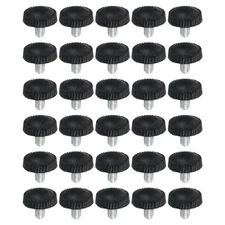 30pcs M4x6mm Knurled Thumb Screw Clamping Screw Knobs Grip Bolt Fasteners Black