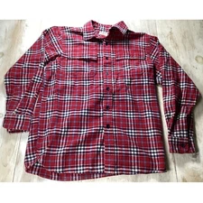 LL Bean Traditional Fit Flannel Shirt Mens M Red Plaid Long Sleeve Button Up
